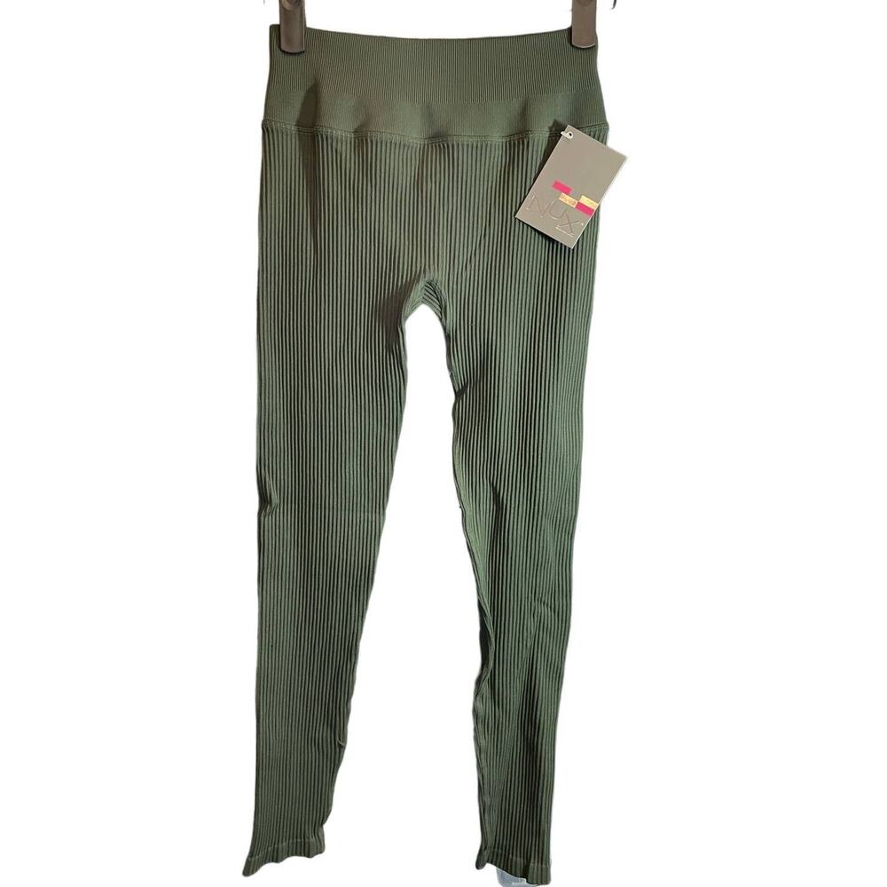 Nux Green Ribbed Compression Leggings - Medium